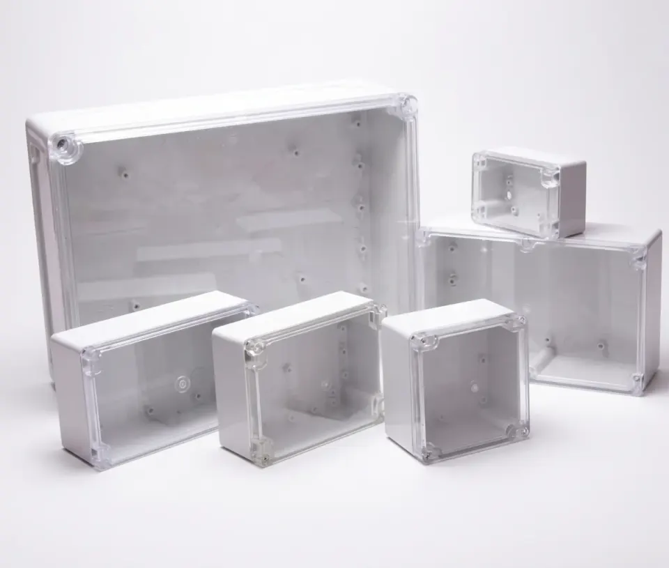 ACDB and DCDB enclosures with transparent lids, moulded at the Sachin GIDC plant