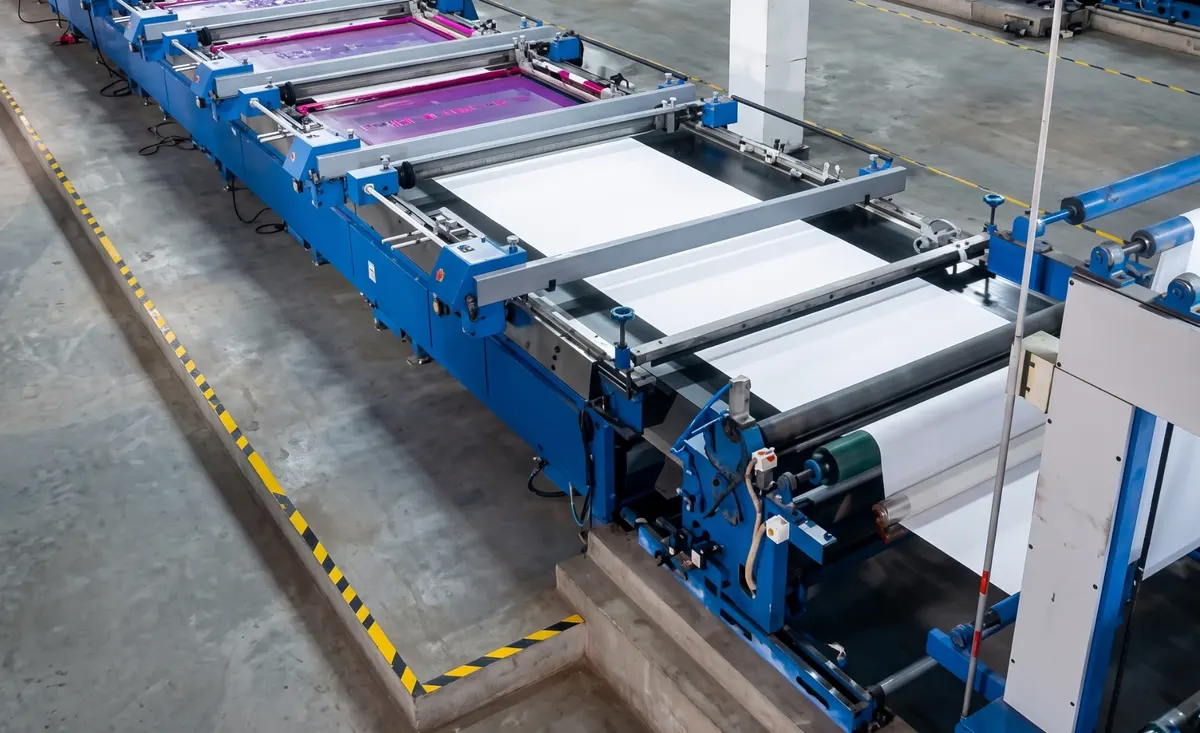 Flat-bed screen printing machine at the Vareli unit